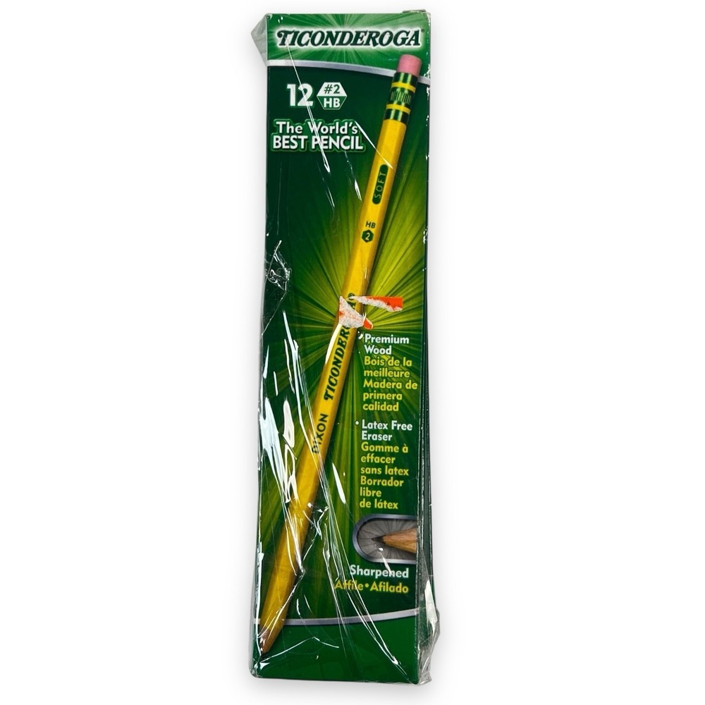 Lot of 5 Dixon Ticonderoga #2 HB Pre Sharpened Wooden Pencils Soft Lead 12/Pack